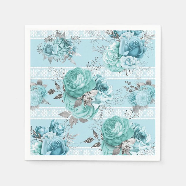 Blue Roses Lace Napkin (Front)