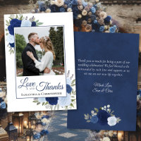 Blue Roses Love & Thanks with Note Wedding Photo
