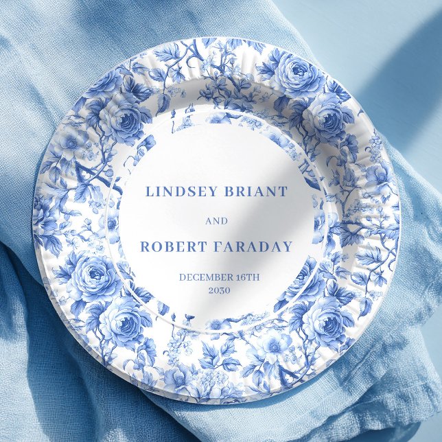 Blue Roses Luxe Wedding Paper Plates (Blue Roses Luxe Wedding Paper Plates)