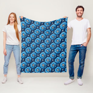 Blue roses Luxury Floral Night Design🌹 Fleece Blanket