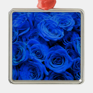 Blue Roses Metal Tree Decoration