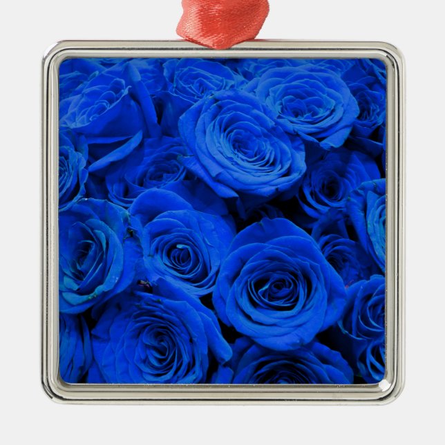 Blue Roses Metal Tree Decoration (Front)