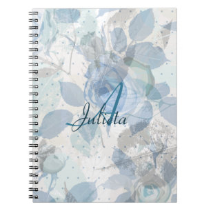 Blue Roses monogram design Notebook