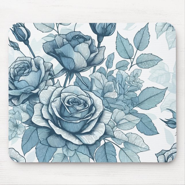 Blue Roses Mouse Mat (Front)