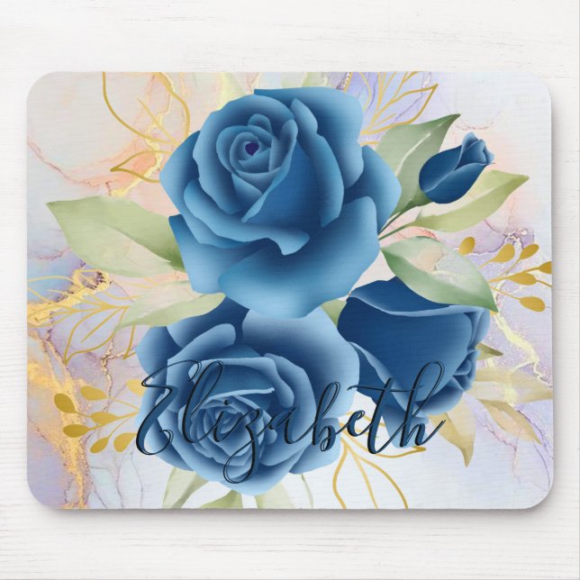 Blue Roses Mouse Mat (Front)