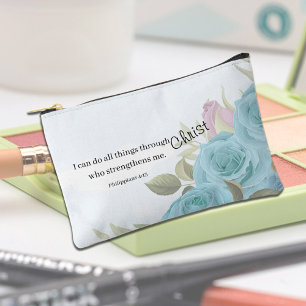 Blue Roses Personalized Faith-Based Accessory Pouch