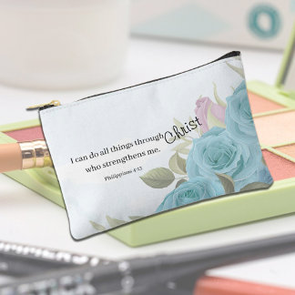 Blue Roses Personalized Faith-Based Accessory Pouch
