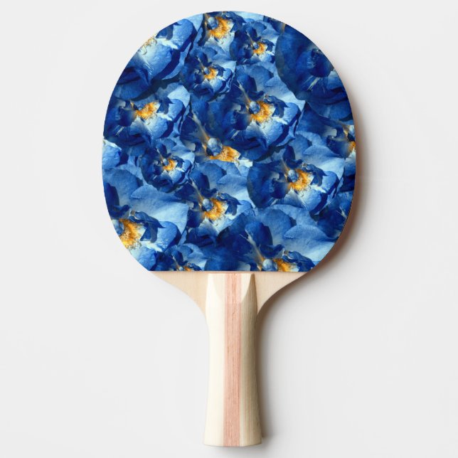 Blue Roses  Ping Pong Paddle, Red Rubber Back Ping Pong Paddle (Front)