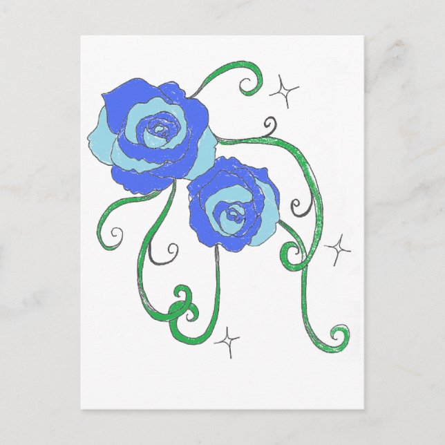 Blue Roses Postcard (Front)
