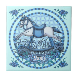 Blue Roses Rocking Horse Tile