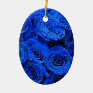 Blue Roses, romantic floral Ceramic Tree Decoration