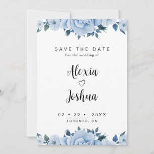 Blue Roses Save the Date Invitation