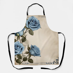 Blue Roses Shabby Apron