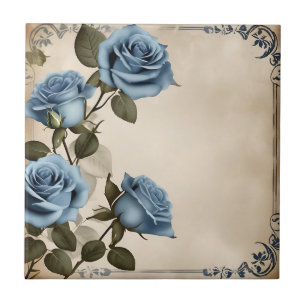 Blue Roses Shabby Tile