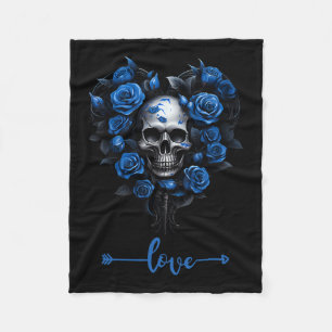 Blue Roses Skull For Valentine´s Love Rock For Men Fleece Blanket