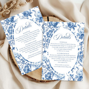Blue Roses Toile Elegant Floral Details Card Set