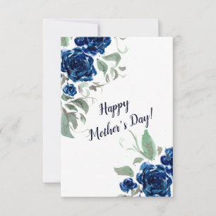 Blue Roses Watercolor Mother's Day Card