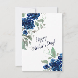 Blue Roses Watercolor Mother's Day Card