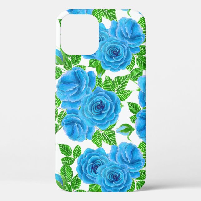Blue roses watercolor seamless pattern Case-Mate iPhone case (Back)