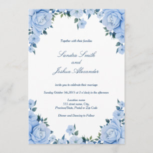 Blue Roses Wedding Invitation