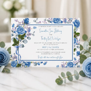 Blue Roses Wedding Invitation