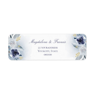 blue roses wedding label