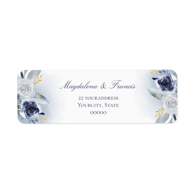 blue roses wedding label (Front)