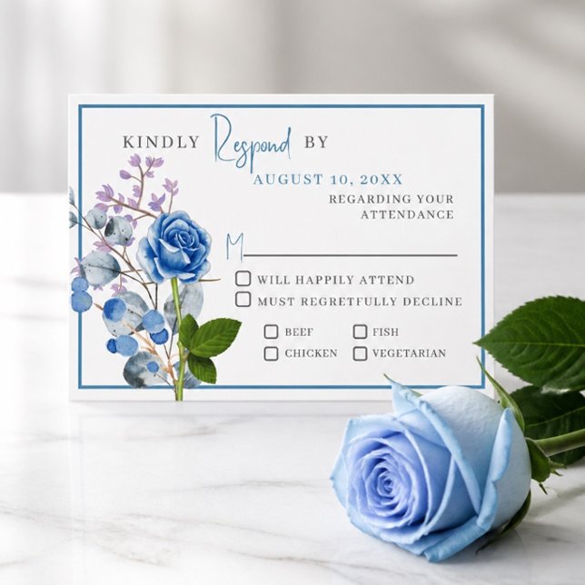 Blue Roses Wedding Response Card (Creator Uploaded)