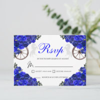 Blue Roses Western Quinceanera RSVP Enclosure Card