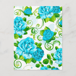 Blue Roses White Background Postcard