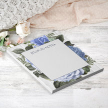 Blue Roses White Rustic Wood Name Note