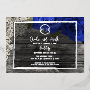 Blue Roses Wood & Lace Elegant Rustic Wedding