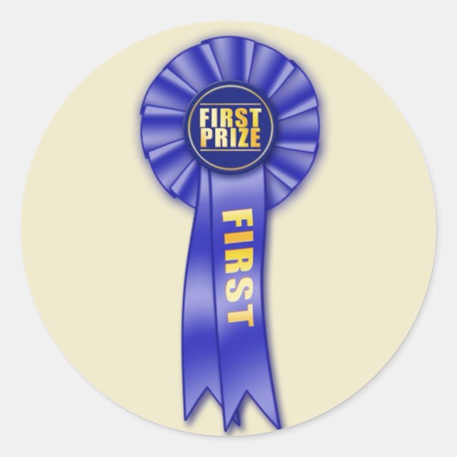 blue rosette first prize sticker (Front)