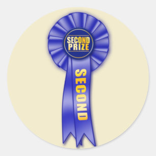 blue rosette second prize sticker