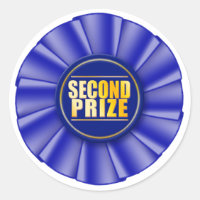 blue rosette second prize sticker
