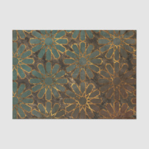 Blue Rosy Brown Arabesque Tissue Paper