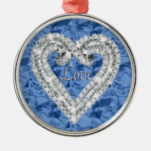 Blue Round Love Diamond Heart Ornament