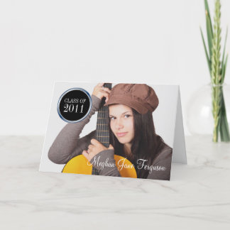 Blue round seal 3 photos class year graduation card