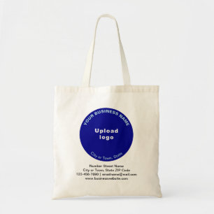 Blue Round Shape Business Brand on Budget Tote Bag
