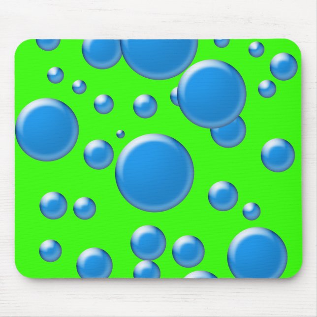 Blue rounds on green mouse mat (Front)