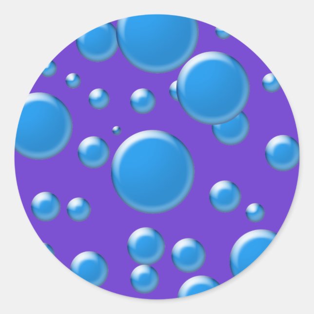 Blue rounds on violet classic round sticker (Front)