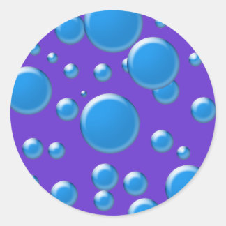 Blue rounds on violet classic round sticker