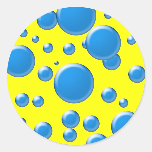 Blue rounds on yellow classic round sticker (Front)