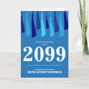 Blue Row of Tassels Photo Graduation Invitation