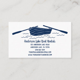 Blue Rowboat, Boat Rentals, Lake Themed Business Card