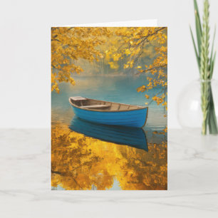 Blue Rowboat On a Calm Lake Card