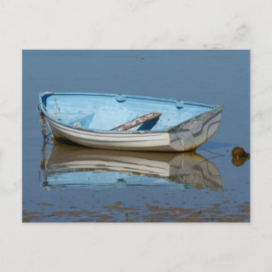 Blue rowing boat postcard
