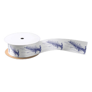 Blue Rowing Rowers Crew Team Water Sports #3 Satin Ribbon