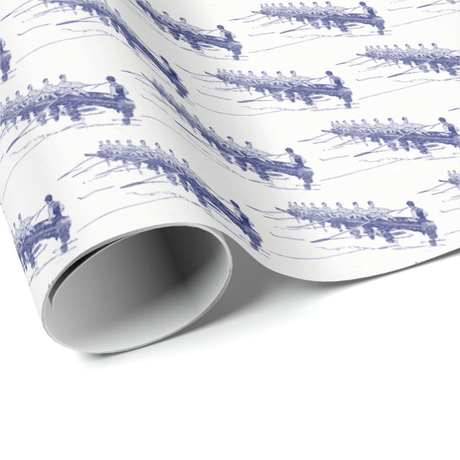 Blue Rowing Rowers Crew Team Water Sports #3 Wrapping Paper (Roll Corner)