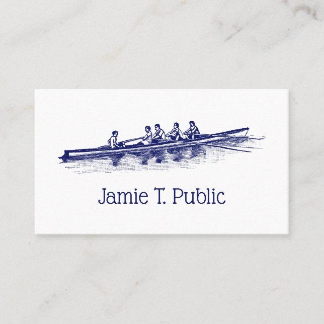 Blue Rowing Rowers Crew Team Water Sports Business Card (Front)